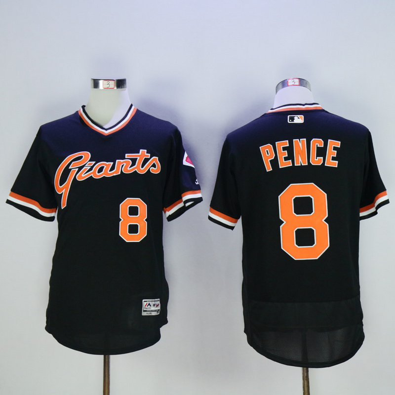 Men San Francisco Giants 8 Pence Black Throwback Elite MLB Jerseys